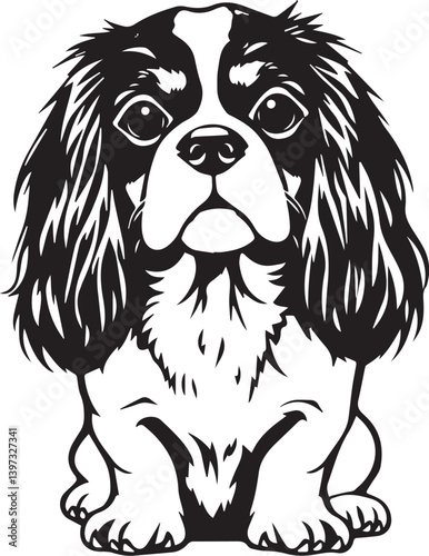 Dog Cavalier King Charles Spaniel. Hand drawn vector illustration	