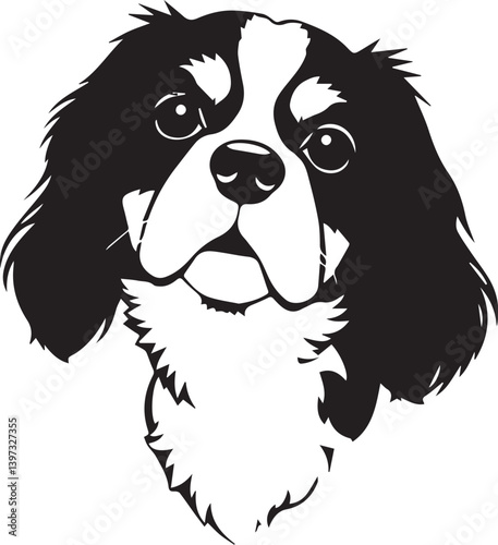 Dog Cavalier King Charles Spaniel. Hand drawn vector illustration	