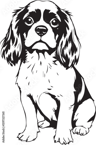 Dog Cavalier King Charles Spaniel. Hand drawn vector illustration	
