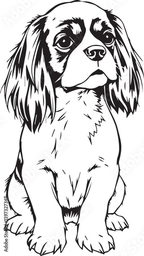 Dog Cavalier King Charles Spaniel. Hand drawn vector illustration	