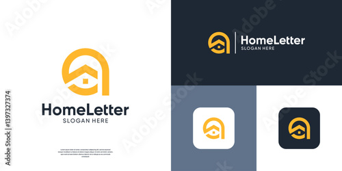 Simple home with roof icon logo. Abstract real estate symbol logo inspiration.
