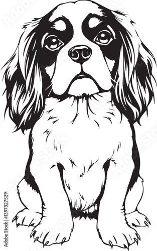 Dog Cavalier King Charles Spaniel. Hand drawn vector illustration	