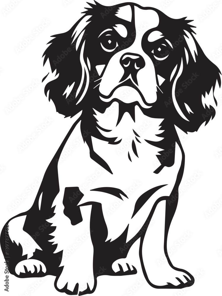 Obraz premium Dog Cavalier King Charles Spaniel. Hand drawn vector illustration 