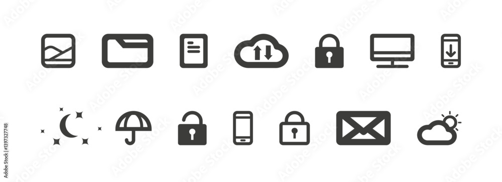 Set of technology icons vector illustration Set of technology icons vector illustration