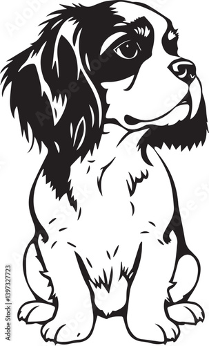 Dog Cavalier King Charles Spaniel. Hand drawn vector illustration	