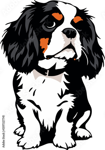 Dog Cavalier King Charles Spaniel. Hand drawn vector illustration	