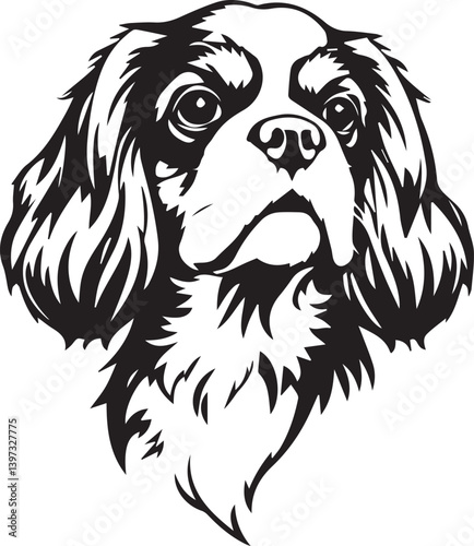 Dog Cavalier King Charles Spaniel. Hand drawn vector illustration	