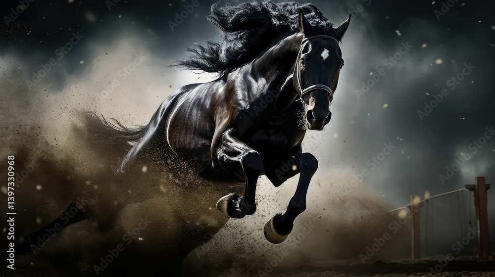 Fototapeta premium equestrian horse black