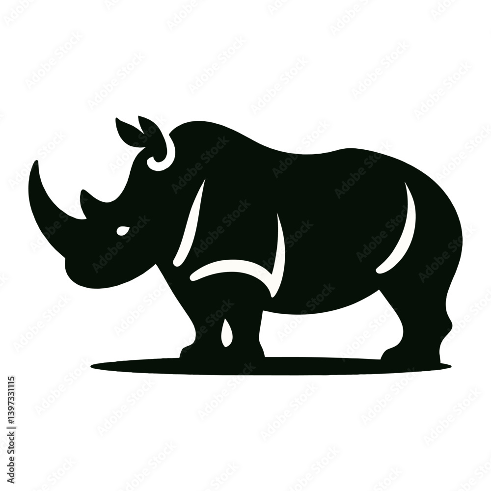 Fototapeta premium Minimalist Rhino Silhouette – Bold Wildlife Design