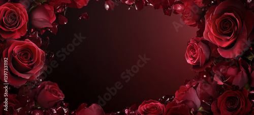  Rose frame, rose petals, rose border frame