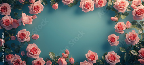  Rose frame, rose petals, rose border frame