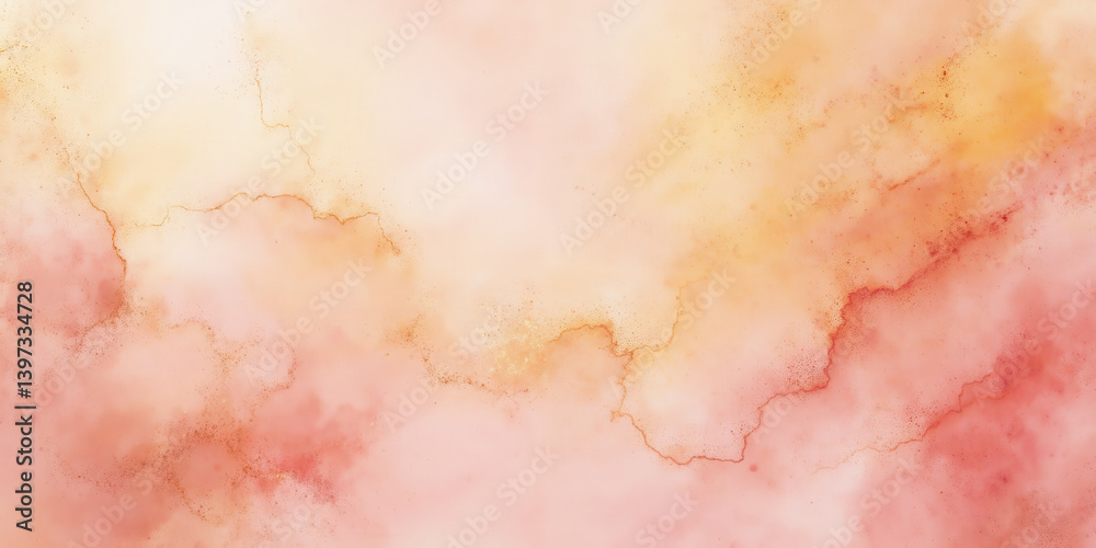 Obraz premium Organic Watercolor Brushstrokes in Soft Pink, Peach, and Gold with a Light Texture A delicate and artistic abstract design