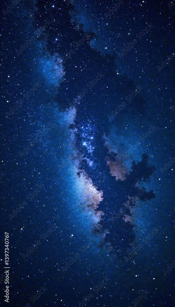 Fototapeta premium Dense cluster of stars against a dark blue background, stars, space, universe