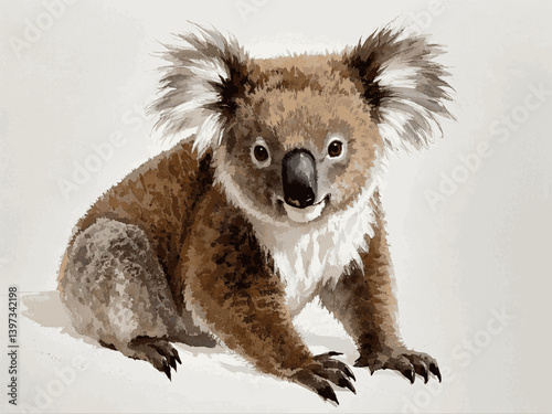Canvas Print Eucalyptus dreamscape koala isolated watercolor vector illustration svg