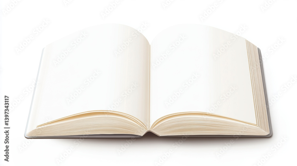 open notebook with blank pages, perfect for writing or sketching, lies on white background, inviting creativity and inspiration open notebook with blank pages, perfect for writing or sketching, lies on white background, inviting creativity and inspiration