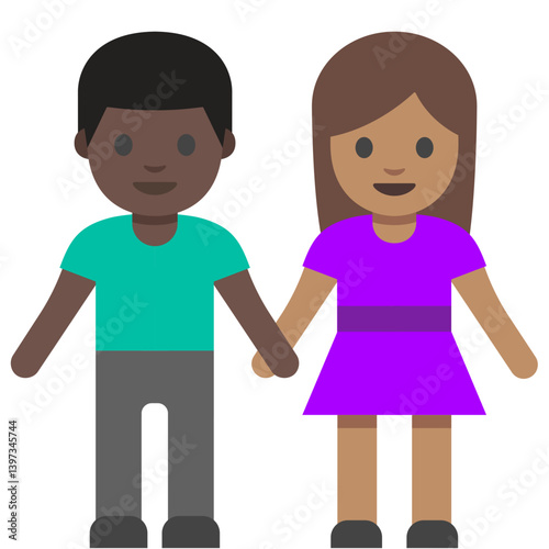 Holding Hands Mixed Race (Dark Man, Light Woman)
