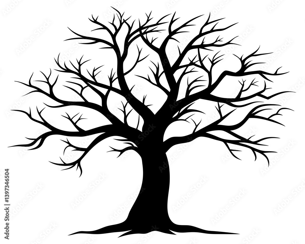 Obraz premium Bare Tree Vector Silhouettes & SVG Icon
