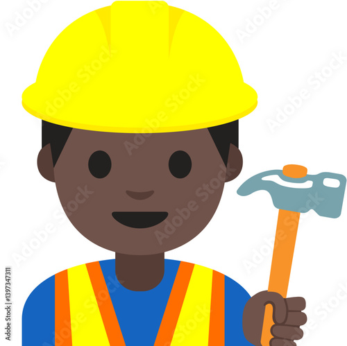 Construction Worker Emoji – Male (Dark Skin Tone)
