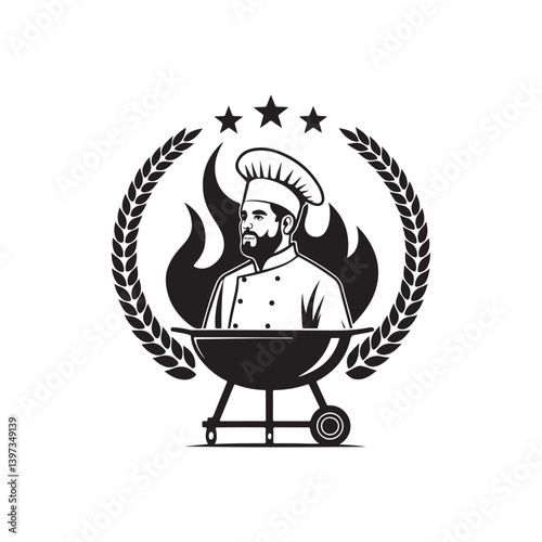 BBQ Grill vector silhouette clip art logo illustration