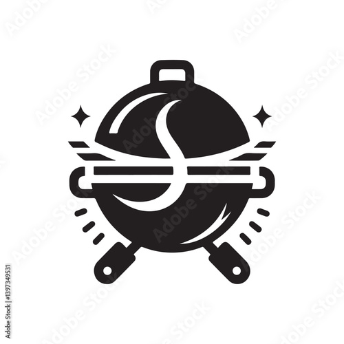BBQ Grill vector silhouette clip art logo illustration