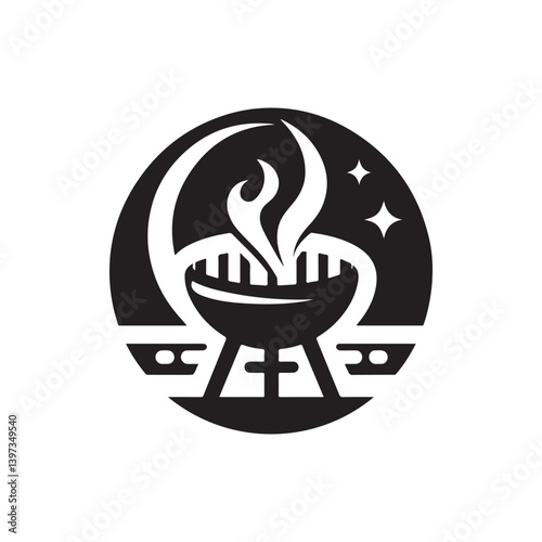 BBQ Grill vector silhouette clip art logo illustration