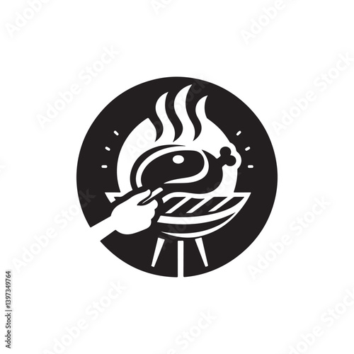 BBQ Grill vector silhouette clip art logo illustration