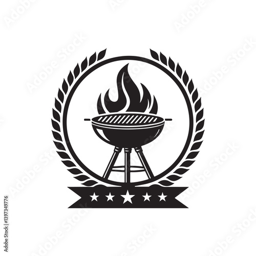 BBQ Grill vector silhouette clip art logo illustration