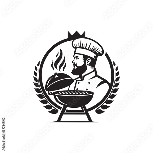 BBQ Grill vector silhouette clip art logo illustration