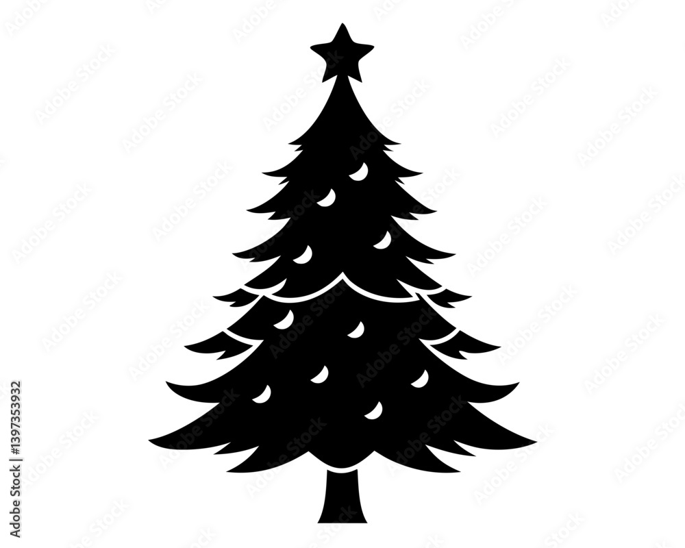 Fototapeta premium Christmas Tree Vector Silhouettes & SVG Icon
