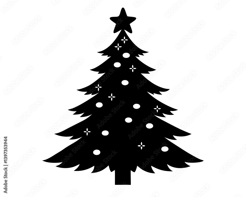 Obraz premium Christmas Tree Vector Silhouettes & SVG Icon