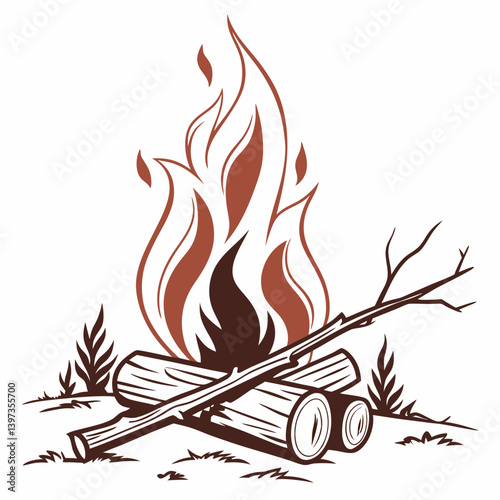 Vector Campfire Graphic Flames Logs