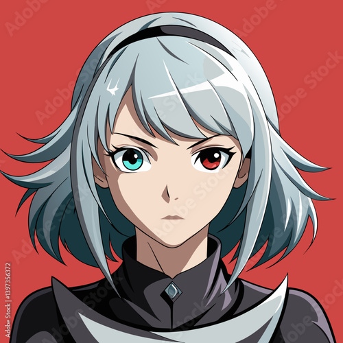 anime woman with silver hair