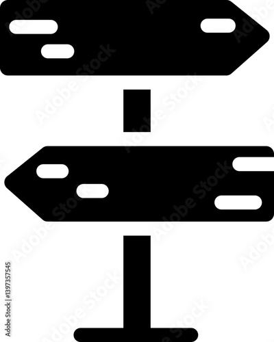 Directional signpost icon for navigation. Silhouette icon.