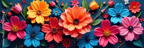 Wallpaper Mural Colorful flower bouquet made of intricate digital blooms, illustration, flowers Torontodigital.ca