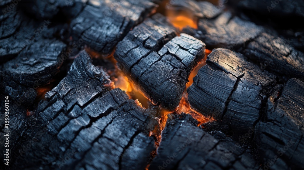 Close up of glowing charcoal from a recent fire Close up of glowing charcoal from a recent fire