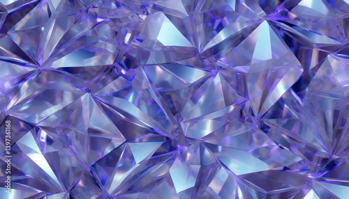 Abstract shiny 3d blue crystal background, diamant texture, faceted gem pattern illustration