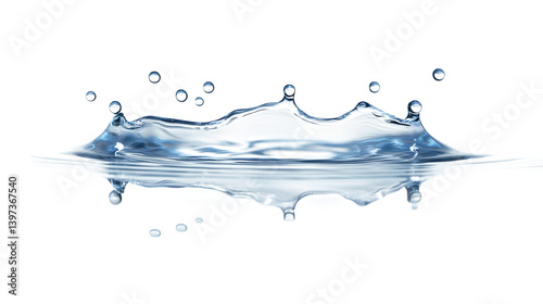 Shallow water puddle with realistic droplets, reflective surface,