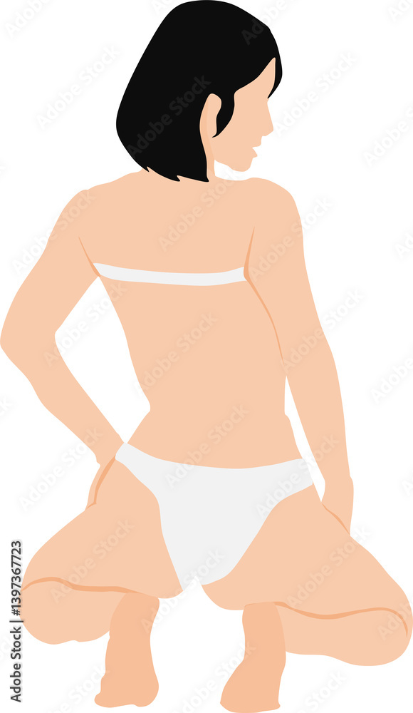 Fototapeta premium ポーズをとる水着を着た女性のイラスト 