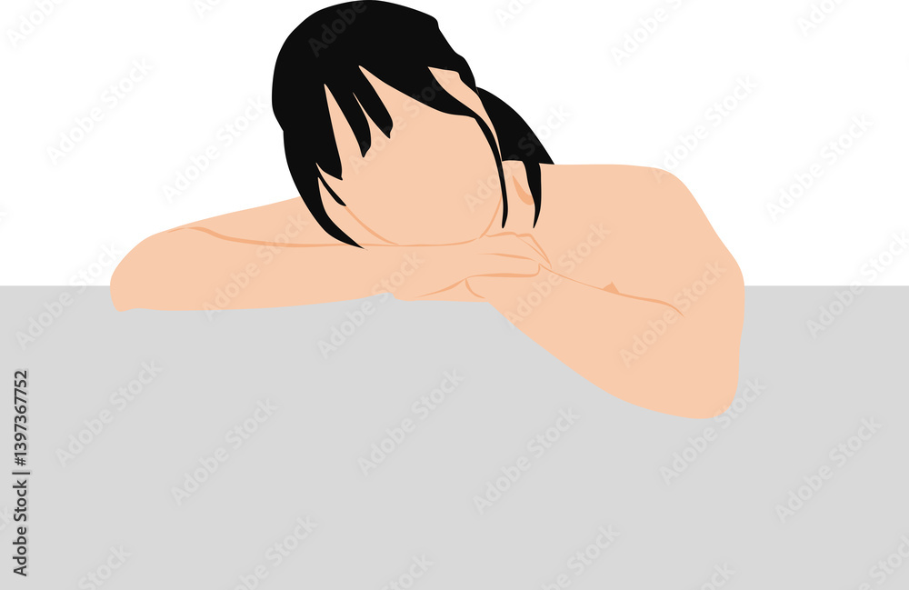 Fototapeta premium 温泉に入る女性のイラスト