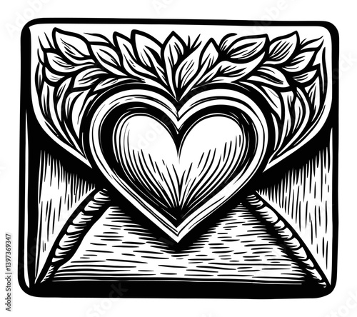 Artistic Heart-Decorated Letter Design for Romantic Themes