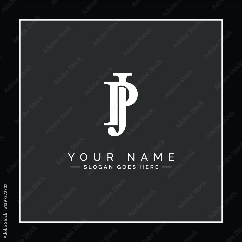 Abstract Letter JP or PJ Logo - Initial Monogram Template for Alphabet J and P Abstract Letter JP or PJ Logo - Initial Monogram Template for Alphabet J and P