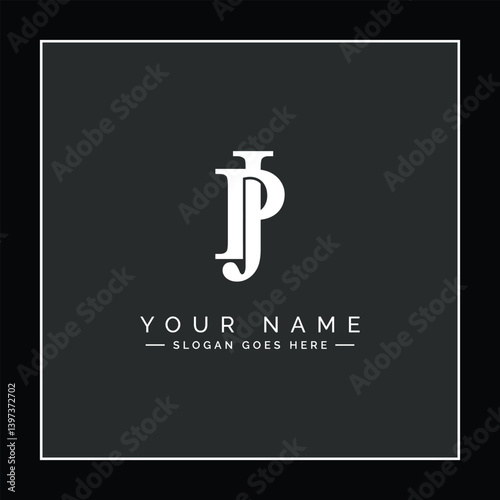 Abstract Letter JP or PJ Logo - Initial Monogram Template for Alphabet J and P