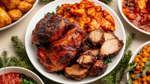 Joyful Kwanzaa Feast Celebrating Family and Friends with Delicious Traditional Dishes and Colorful Arrangements