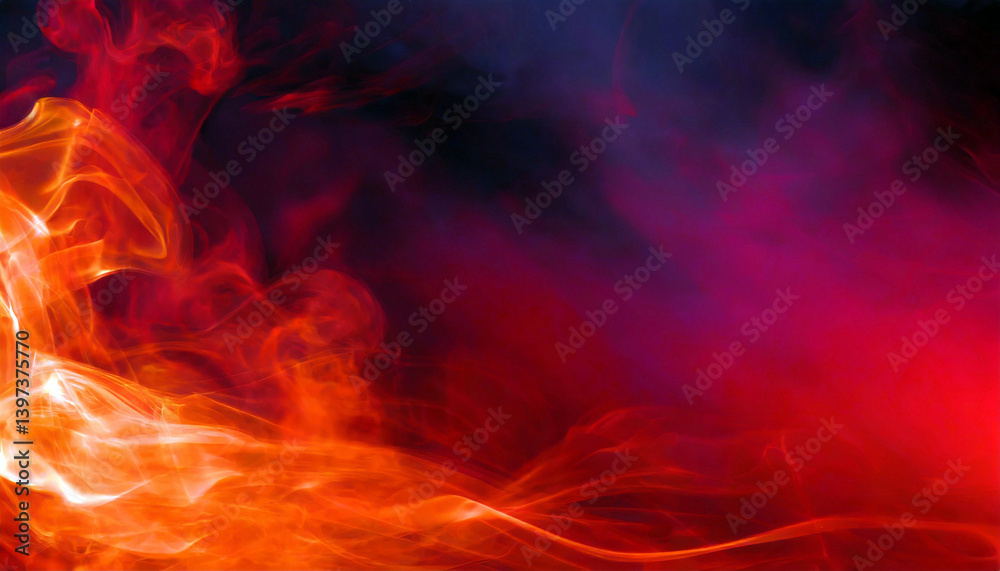 Fototapeta premium Fiery toned red and abstract black and red background with smoke and flame effects