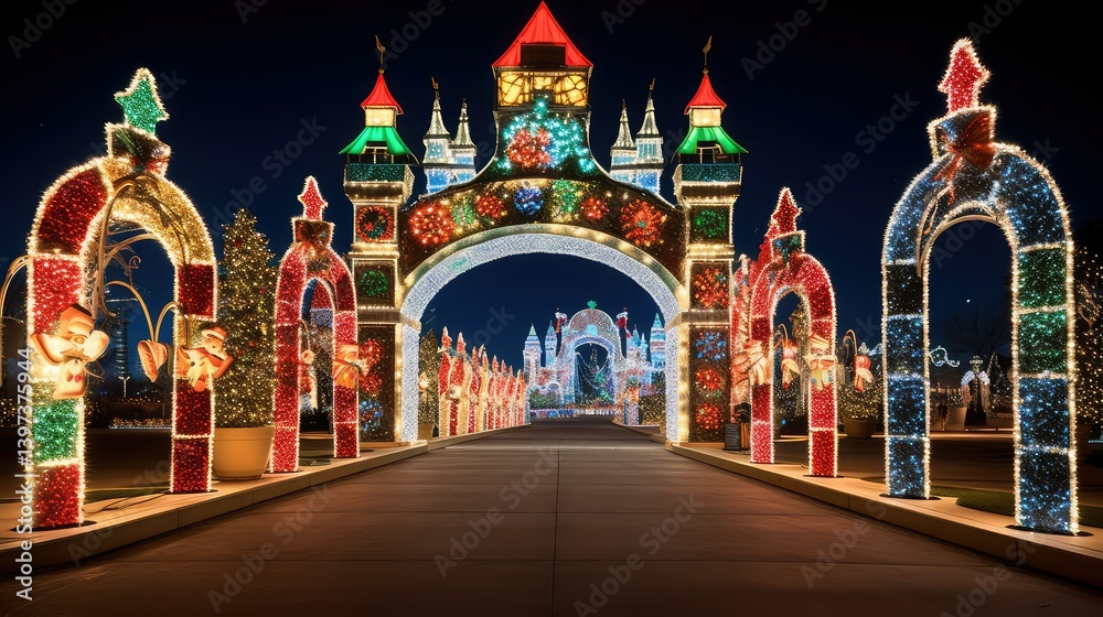 Fototapeta premium themepark commercial christmas lights