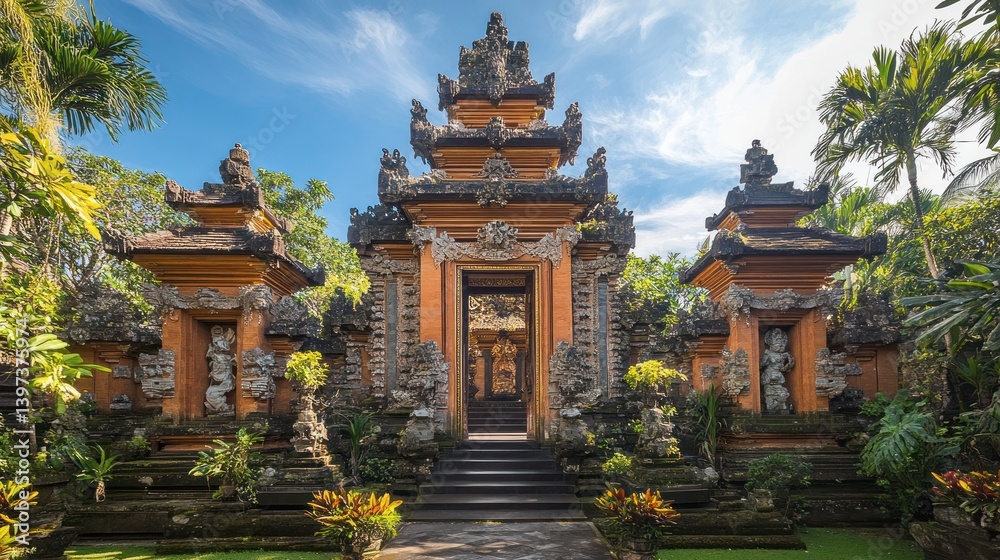 Fototapeta premium Majestic Balinese Temple Gate: A Serene Sanctuary