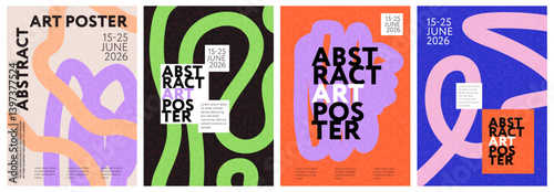 Creative concept of posters or covers with modern abstract design with hand drawn wavy shapes and lines. Templates for ads, branding, banner or flyer, cover, label, print, sales