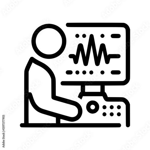 A person using technology to control data analysis in the workplace, heart rate monitoring, reanimation  