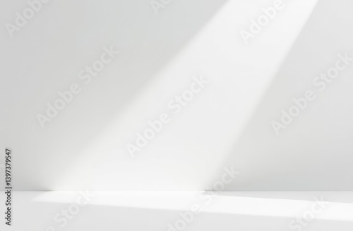 Blank background with white and grey geometric gradient design to white backdrop with smooth light and shadow