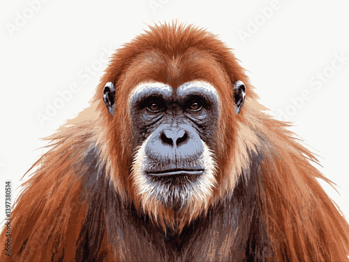 Brushstrokes in amber mist orangutan isolated watercolor vector illustration svg 